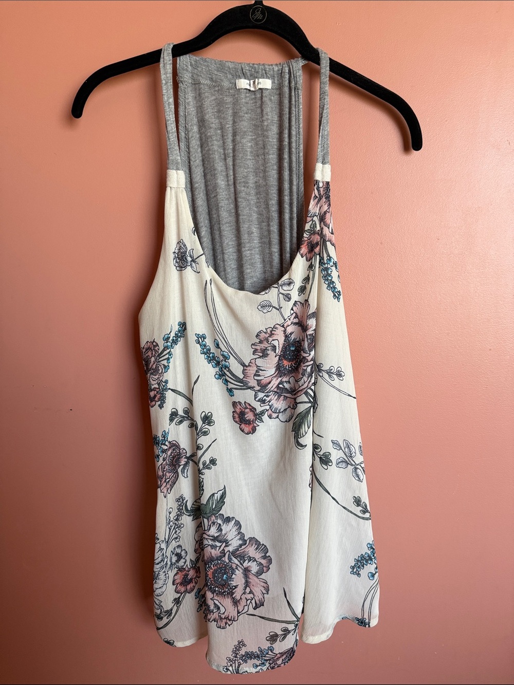 Maurices Cream Floral Camisole with Pink & Teal Accents